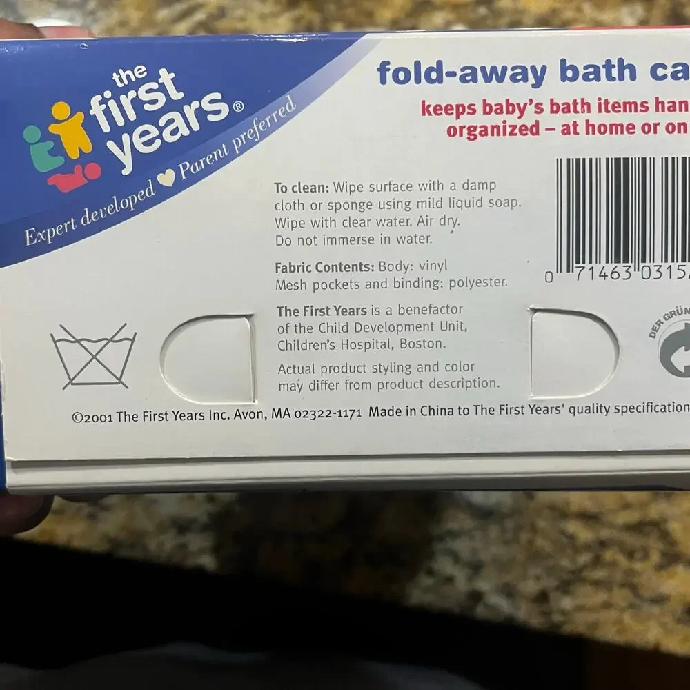 New Vintage The First Years Fold Away‎ Baby Bath Caddy Blue Portable Organizer
